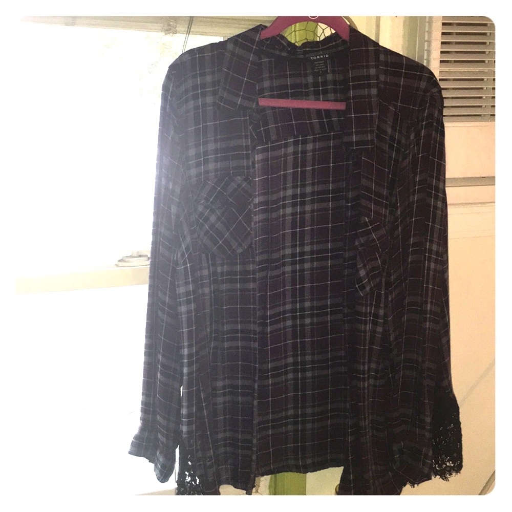 Torrid Button Down Plaid Shirt